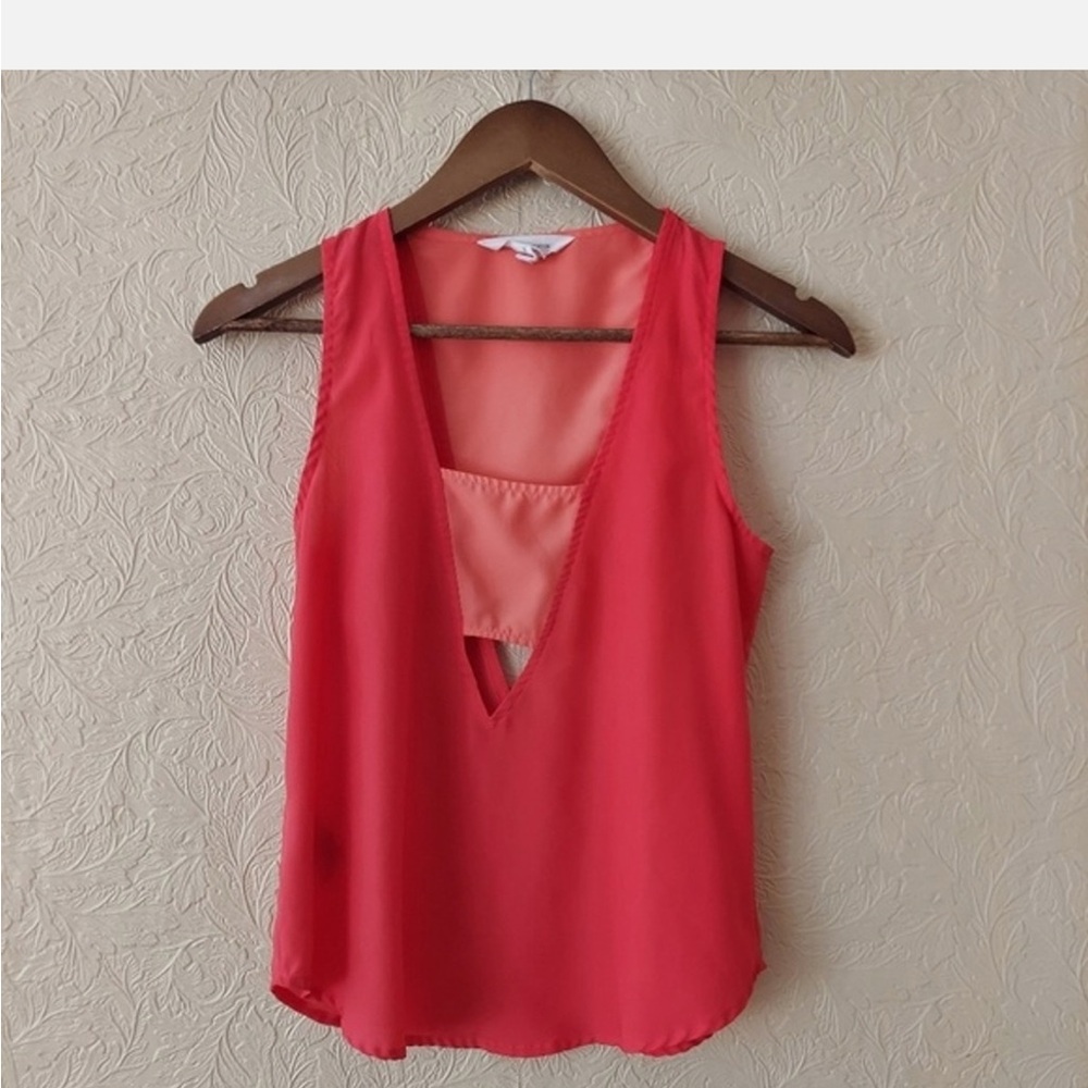 BCBGeneration Coral Sleeveless V-Neck Blouse